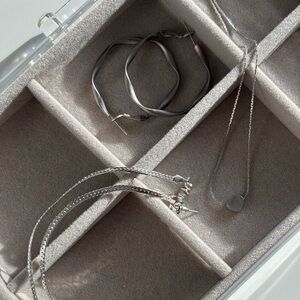 Silver color necklace and earrings